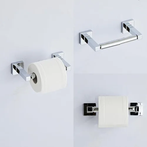 Miniatura 5 de Juego de accesorios de baño cromados de 4 piezas, juego de accesorios de baño de acero inoxidable montado en la pared, barra de toalla de mano