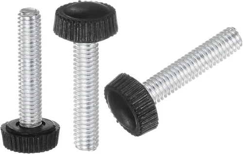 Miniatura 12 de uxcell 20 pomos moleteados de rosca métrica macho M4 x 0.236 in, pomos de sujeción de tornillo de pulgar, mango de plástico con perno roscado