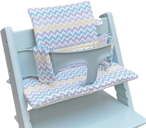 Miniatura 5 de ZARPMA Cojín para silla alta compatible con Stokke Tripp Trapp Chiar, funda de tela de algodón rellena con acolchado de algodón (gotas coloridas)