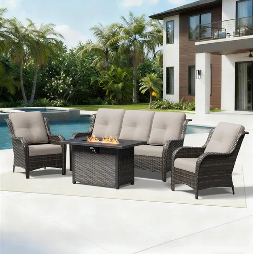 Miniatura 57 de Joyside Juego de sillas de mimbre para patio, juego de 3 piezas de mimbre para exteriores con 2 sillas reposabrazos y 1 mesa auxiliar para terraza