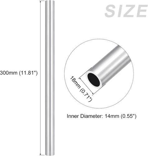 Miniatura 2 de METALLIXITY Tubo de aluminio 6063 (0.709 in de diámetro exterior x 0.551 in de diámetro interior x 11.811 in de largo), tubo redondo de aluminio