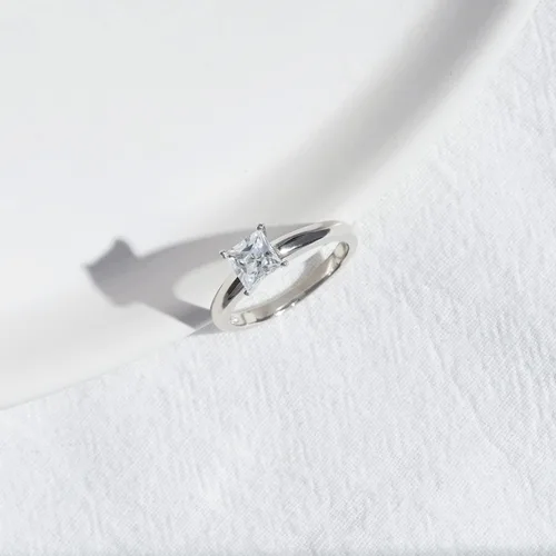 Miniatura 2 de Tienda Collection Platinum or Gold plated Sterling Silver Princess-Cut Solitaire Ring made with Infinite Elements Cubic Zirconia