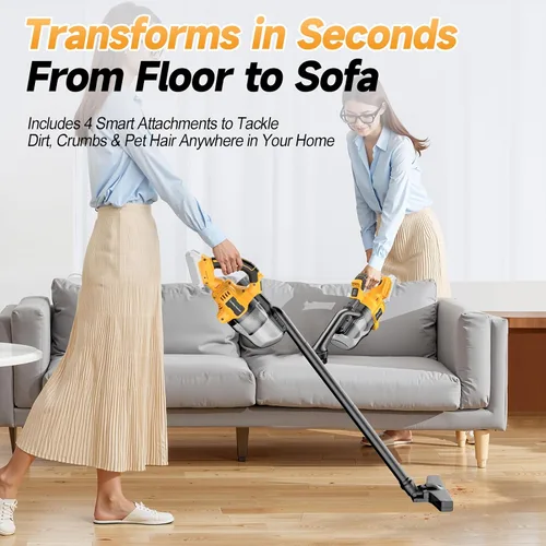Miniatura 3 de Aspiradora de mano inalámbrica compatible con batería DeWalt de 20V, succión fuerte de 16000 Pa, 2 filtros HEPA y 4 boquillas, aspiradora portátil
