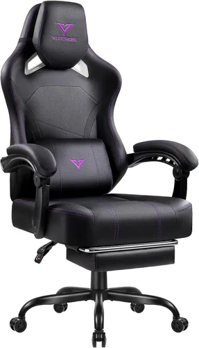 Waleaf Silla de juegos grande y alta para adultos con reposapiés, capacidad de peso de 400 libras, sillas de videojuegos para oficina, silla