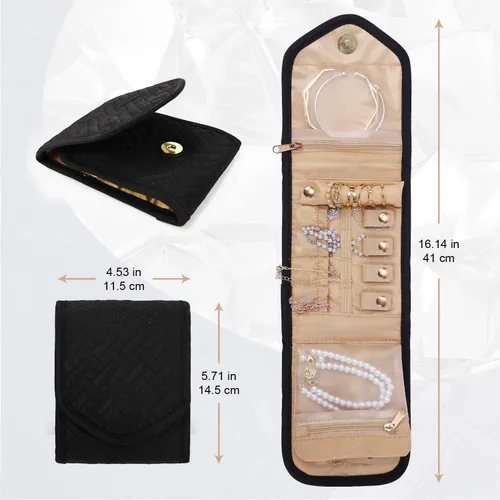 Miniatura 7 de emissary Organizador pequeño de viaje para joyas, para collares, aretes, anillos, pulseras, almacenamiento de joyas, almacenamiento de aretes