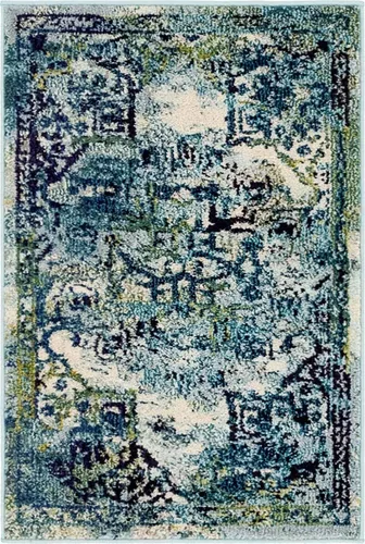 Miniatura 10 de Unique Loom Medici Collection - Alfombra tradicional de medallón floral vintage azul (2 pies 2 pulgadas x 3 pies)