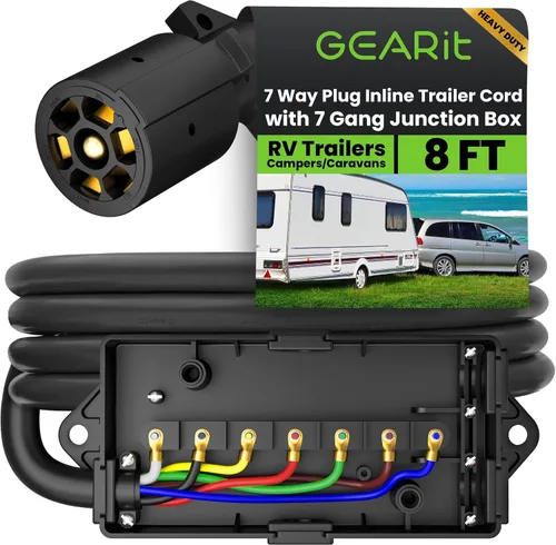 Miniatura 10 de GEARit Cable de extensión para remolque de 7 vías (1 pie) Enchufe de remolque de 7 pines Cable en línea Arnés de cables Conector de clavijas dobles