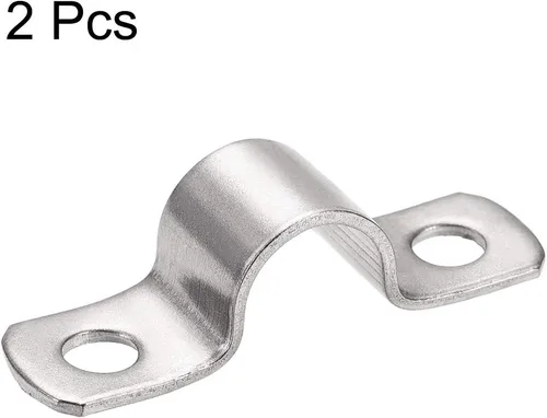 Miniatura 3 de uxcell Correa de tubo rígida de 0.630 in (0,6 pulgadas), 2 correas de tubo de agujeros 304 abrazadera de tubo de tensión de acero inoxidable 2 piezas