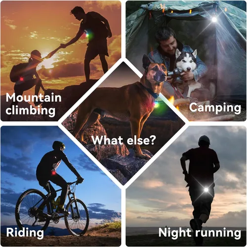 Miniatura 7 de Luces de perro para caminar por la noche, 4 modos IP68 impermeable collar de perro luz para clip nocturno, recargable de alta capacidad con 2 cables