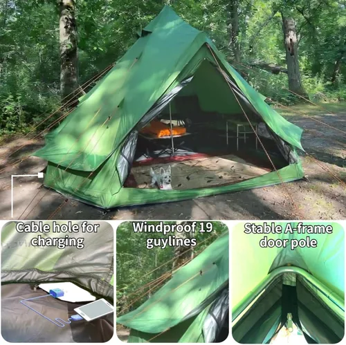 Miniatura 7 de DANCHEL OUTDOOR B1 Yurta portátil con huella, impermeable, 4-6 Persom Family Campana de Campana de Campamento 300D Oxford Nylon UPF50+ Protección