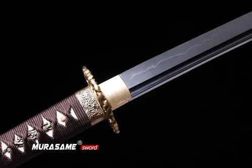 Miniatura 5 de MURASAME Katana Sword T10 - Maquinilla de afeitar de acero templado de 41 pulgadas, hoja afilada, espiga completa hecha a mano Dragón amarillo