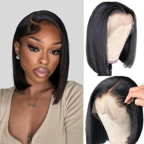 Miniatura 20 de ALHER Pelucas de cabello humano con encaje frontal de gorra pequeña #4/27 rubio miel con reflejos, pelucas de encaje frontal de 13 x 4 con cabello