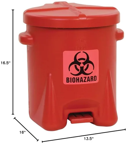 Miniatura 3 de Eagle Bote de basura de riesgo biológico de 6 galones con tapa de cierre automático accionada por pies, 16.5 x 13.5 x 16 pulgadas, fabricado