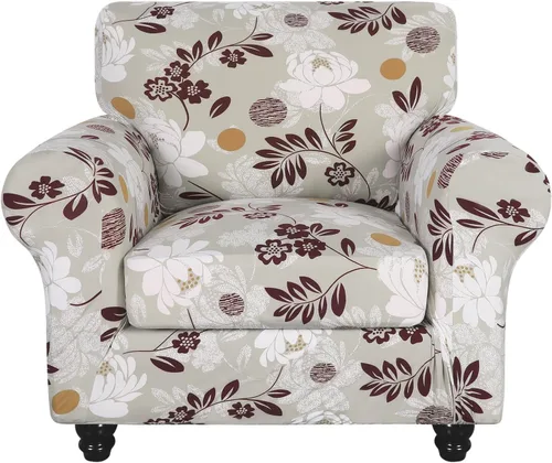 Miniatura 73 de SearchI Funda elástica para sofá con estampado, Fundas para sofá con diseño floral, 2 piezas de funda elástica para sillón con funda de cojín