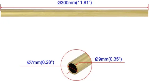 Miniatura 2 de Tubo redondo de latón de cobre de 0.276 in / 7/25 pulgadas x diámetro exterior 0.354 in / 7/20 pulgadas de diámetro exterior tubo de cobre hueco