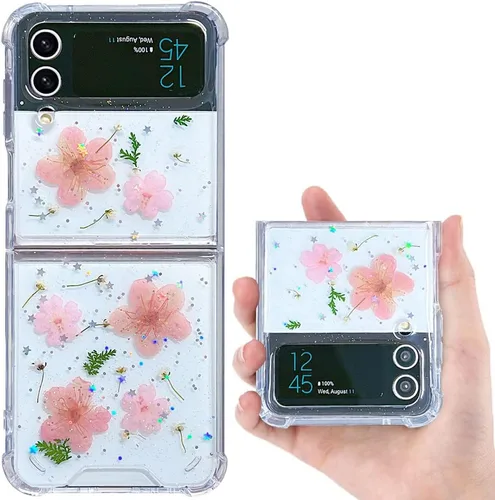 Miniatura 30 de Funda para Samsung Galaxy Z Flip 3 con purpurina, bonita funda transparente con diseño, brillante, reflectante, con destellos, cubierta de teléfono