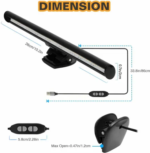 Miniatura 2 de CATPOWER - Barra de luz de monitor portátil para laptop con conexión USB, lámpara de trabajo LED para lectura electrónica, 3 ajustes de temperatura