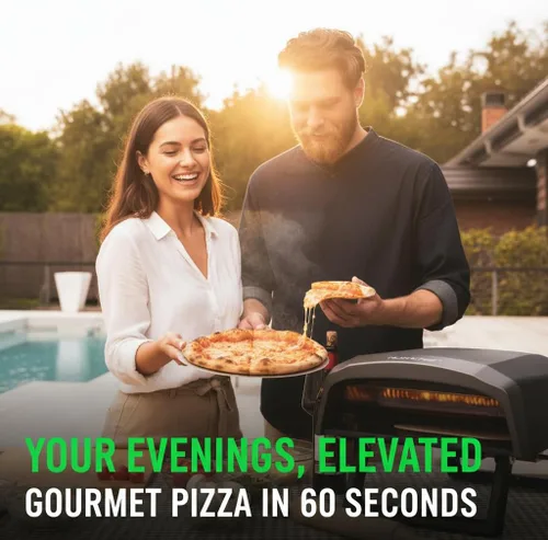 Miniatura 2 de Horno de Pizza para Exteriores NutriChef - Piedra de Pizza Giratoria Manual de 360° - Calor Ajustable - Incluye Pala de Pizza, Cortador de Pizza