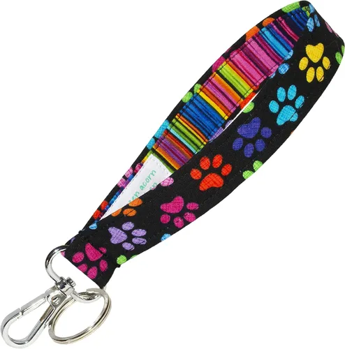 Llavero colorido con huellas de patas, llavero colorido, huellas de patas de perro o gato, 1 lazo de 6 pulgadas, bonito bolso o correa para cartera,
