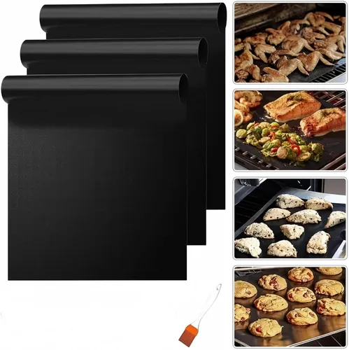 Revestimientos de horno para la parte inferior del horno, paquete de 3 forros de horno antiadherentes grandes de 17 x 25 pulgadas de grosor para la