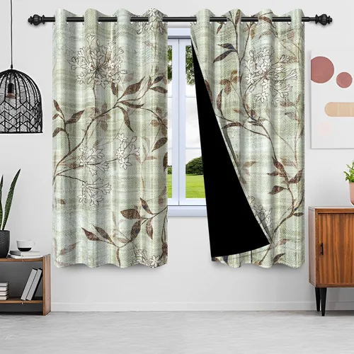 Cortinas de ventana vintage de 21 x 45 pulgadas, cortinas opacas con forro negro, cortinas opacas con aislamiento térmico para decoración del hogar,