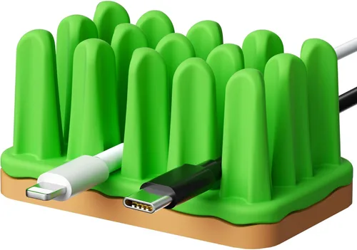 Miniatura 8 de ELETIUO Cactus - Organizador de cables de silicona con adhesivo fuerte, soporte universal para cables para escritorio, hogar, automóvil, organizador