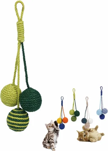 Miniatura 10 de Juguete para gatos, bola de sisal, juguete colgante para gatos, hecho a mano, cuerda para gatos, masticable, respetuoso con el medio ambiente