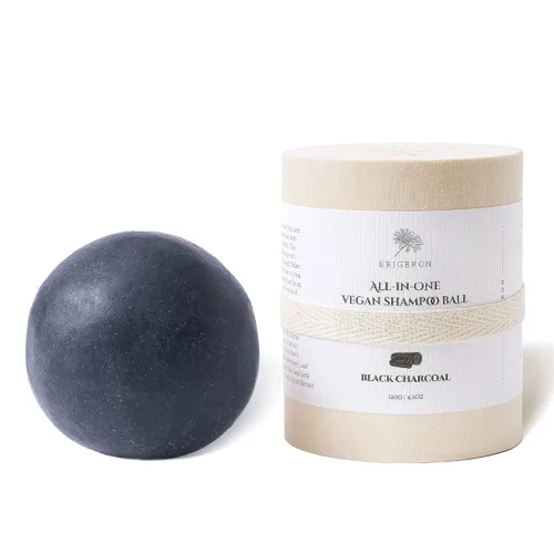 Barra de champú Mochi de carbón negro todo en uno para cuero cabelludo graso, aceite de romero, té verde, champú para caspa y picazón en el cuero