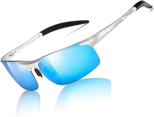 Miniatura 9 de Gafas de sol polarizadas deportivas para hombre que conducen gafas de sol de protección UV con marco metálico para hombres 8177