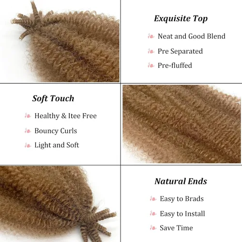 Miniatura 3 de Cabello afro trenzado elástico de 24 pulgadas, cabello Marley para rastas sintéticas, cabello rizado Marley Twist trenzado, cabello rubio cubano