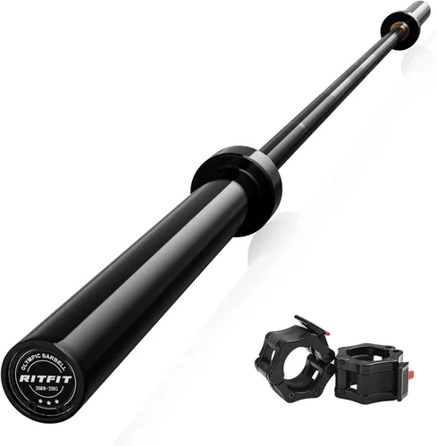 Miniatura 9 de RitFit Elite - Barra olímpica de 7 pies, robusta barra de 45 libras para levantamiento de pesas y levantamiento de potencia, barra olímpica superior