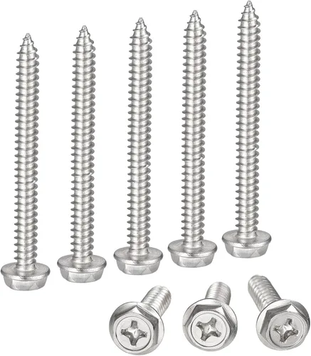 Miniatura 15 de uxcell Phillips - Tornillos autorroscantes para arandela hexagonal, M6 x 0.984 in, acero inoxidable 304, brida hexagonal, 25 piezas