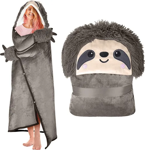 Miniatura 13 de Manta con Capucha de Llama Alpaca Usable para Adultos – Mullida Súper Suave Cálida Acogedora de Franela de Felpa y Sherpa Sudadera con Capucha Manta