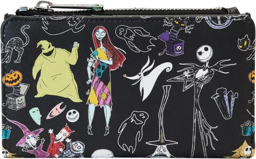 Miniatura 2 de Loungefly Disney Nightmare Before Christmas - Cartera plegable con estampado de personajes, Negro -, Casual