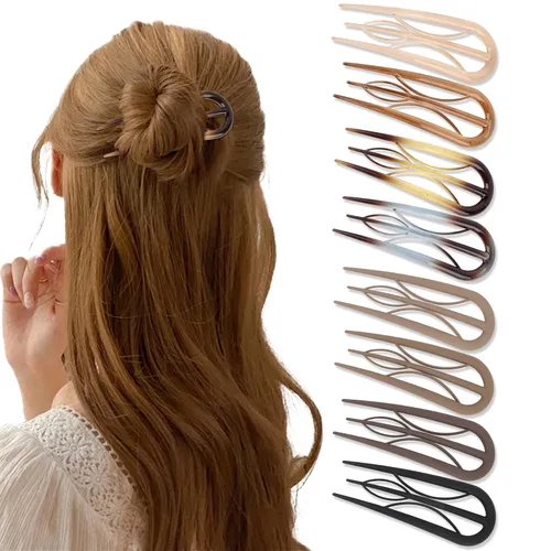 Paquete de 8 horquillas francesas para mujer, horquillas en forma de U, horquillas para moños, dientes internos, antideslizantes, herramienta de