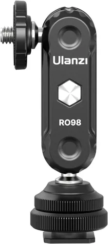 Miniatura 8 de R098 Cold Shoe Monitor Mount, 1/4 "Rotable Dual Ballhead Hot Shoe Mount Micrófono Luz de relleno Monitor de cámara Soporte giratorio Compatible