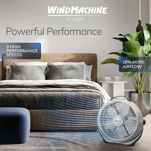 Miniatura 3 de Ventilador Lasko Wind Machine, ventilador circulador de aire con 3 velocidades, modelo 3300 de 20", gris