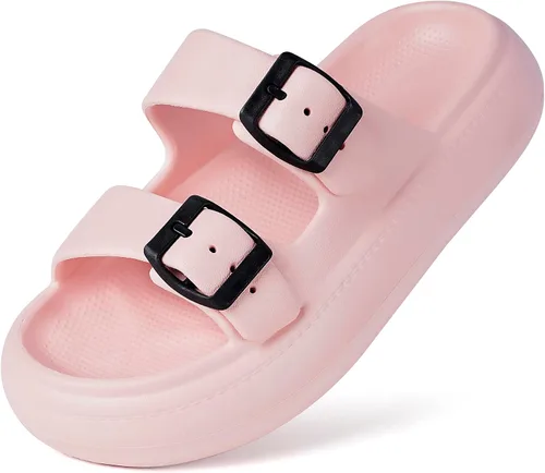 KVbabby Sandalias de nube para niños, doble hebilla ajustable, sandalias para niñas y niños, suela gruesa, cojín de ducha antideslizante
