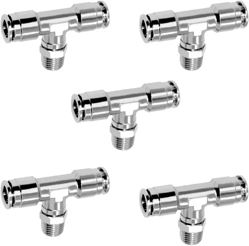 Beduan Push to Connect Tube Fitting Union Tee, cobre niquelado tubo de 3/8" OD x 1/4" NPT rosca macho en forma de unión adaptador de montaje