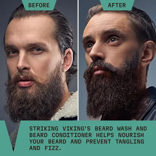Miniatura 4 de Striking Viking Jabón y acondicionador para barba – 20 onzas líquidas, menta y eucalipto – Limpieza profunda y alivio de picazón Champú