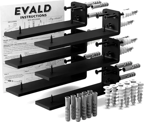Miniatura 9 de EVALD Soportes flotantes para estantes Soportes ocultos de acero al carbono negro para tablero de 4 pulgadas (tamaño real de 3 1/4 pulgadas)