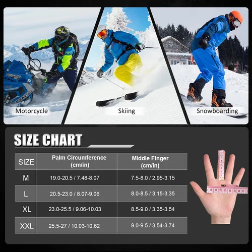 Miniatura 6 de MCTi - Guantes impermeables de invierno para snowboard, con piel sintética para pantalla táctil y correas para muñeca