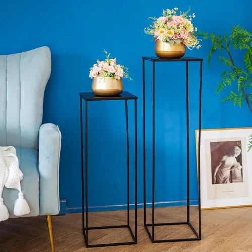 Miniatura 8 de Soporte de pedestal negro para plantas, 2 piezas, soporte de metal para plantas, soporte de flores de 15.75 pulgadas de alto, soporte para flores