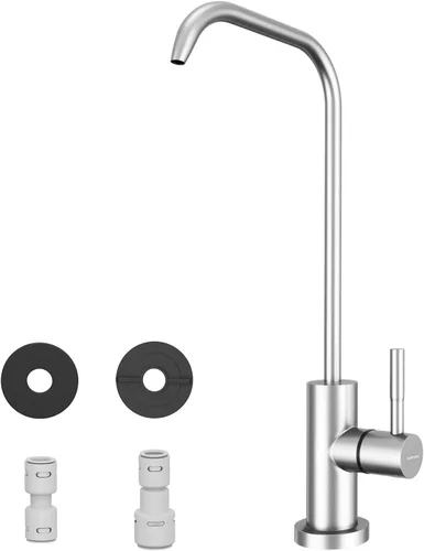 WEWE Grifo de agua potable, grifo de filtro de agua de cocina sin plomo para ósmosis inversa o sistema de filtración de agua, grifo RO, níquel