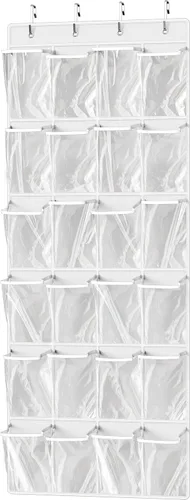 Miniatura 10 de Simple Houseware - Organizador de zapatos colgante con 24 bolsillos grandes y transparentes para colgar en la puerta, color negro