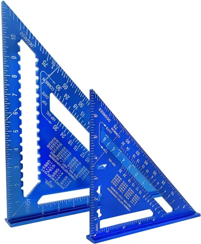 Miniatura 4 de ASNOMY Regla triangular de 7 pulgadas y 12 pulgadas, transportador cuadrado de viga negra, regla triangular de aleación de aluminio de alta