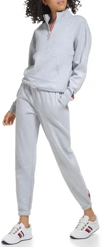 Miniatura 4 de Tommy Hilfiger Pantalón deportivo con cintura elástica y puños para mujer, con bolsillos inclinados, rayas globales en la cintura