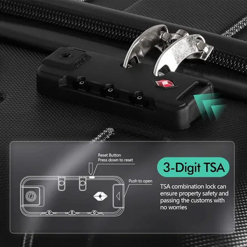 Miniatura 4 de AnyZip Maleta ligera de policarbonato ABS con 4 ruedas universales TSA Lock Negro