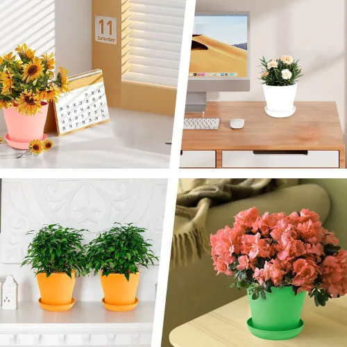 Miniatura 6 de OALCQ Macetas de 5 Pulgadas 24 Piezas, Macetas de Flores para Plantas de Interior, Macetas para Suculentas, Macetas Pequeñas con Drenaje, Macetas