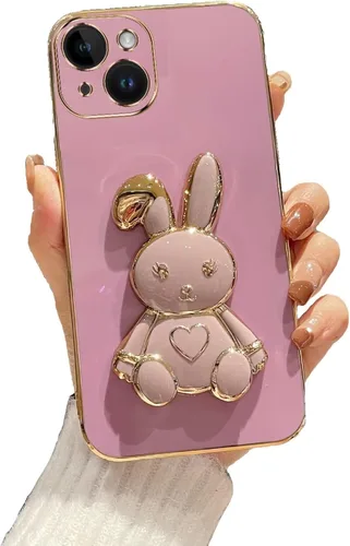 Miniatura 50 de Estuche con soporte de conejo de corazón para Xiaomi Redmi Note 10S, galvanizado suave TPU protector delgado a prueba de golpes con lindo conejito